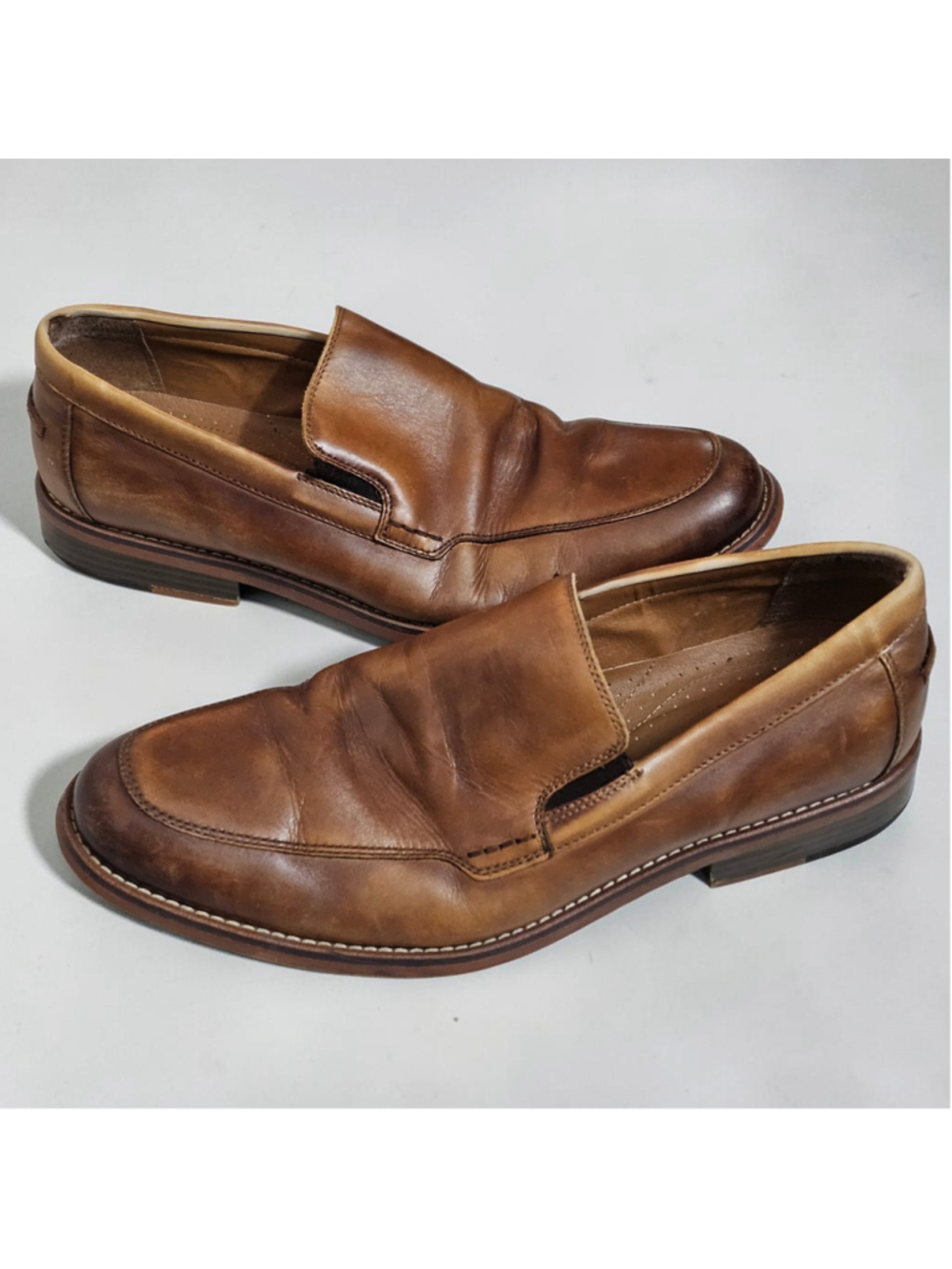 G.H. Bass Baxter Mens 10.5M Brown Leather Venetian Loafers Slip On Dress Shoes